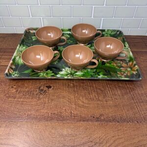 Set of 5 Vintage Texas-Ware Tan Melmac Coffee Cups - Model 150